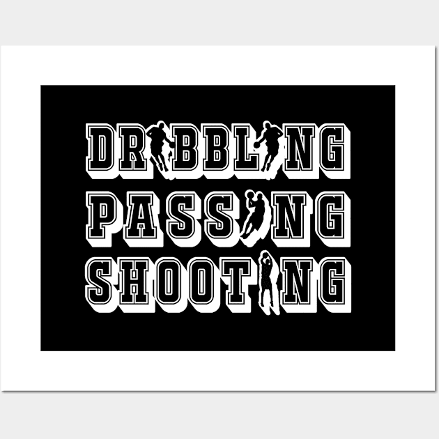 Basketball Dribbling Passing Shooting Typography Wall Art by SATUELEVEN